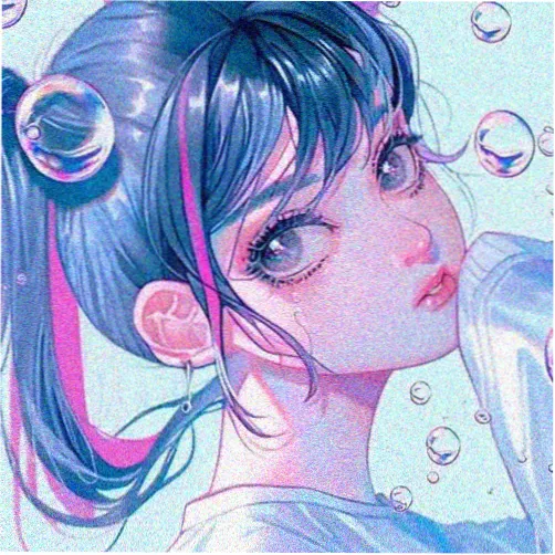 单色动漫头像示例，男生短发冷调剪影