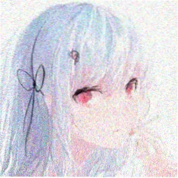 单色动漫头像作品，雾面剪影效果的少女侧脸